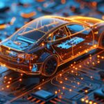 Car on a Motherboard Representing the Future of Automotive