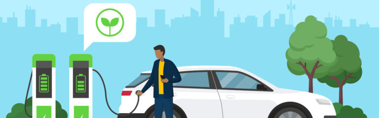 Illustration d'un véhicule électrique en charge