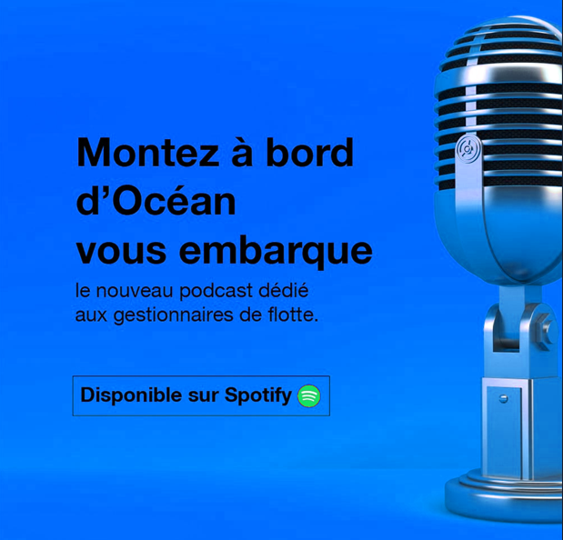 podcast-ocean-1-minute-pour-comprendre.png Visuel promotionnel du podcast d’Océan avec un micro et le message « Montez à bord, Océan vous embarque », disponible sur Spotify.