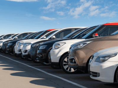 audit-parc-flotte-entreprise-electrification.webp Flotte de véhicules d’entreprise alignés illustrant l’audit du parc automobile avant son électrification.