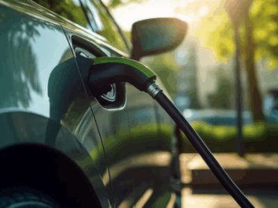 dimensionnement-infrastructure-recharge-flotte-electrique.webp Voiture électrique en cours de recharge sur une borne, illustrant l’infrastructure de recharge pour flotte.
